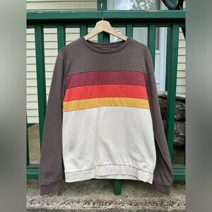 Marine Layer Long Sleeve Engineered Stripe Tee in Sunset Stripe - Medium